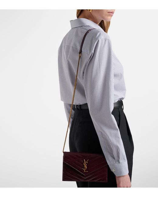 Saint Laurent White Cassandre Envelope Leather Wallet On Chain