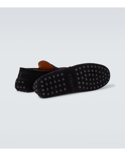 Tod's Black Gommino Bubble Suede Driving Shoes for men