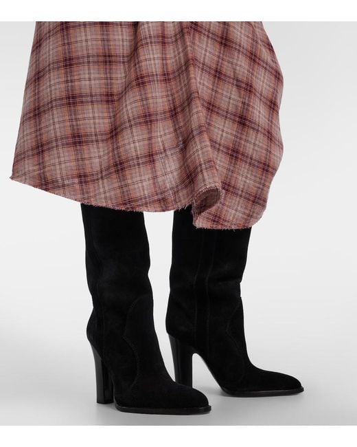 Paris Texas Black Lavinia Suede Knee-High Boots