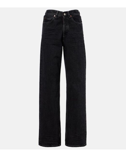Jeans A Gamba Larga A Vita Alta di Saint Laurent in Blue