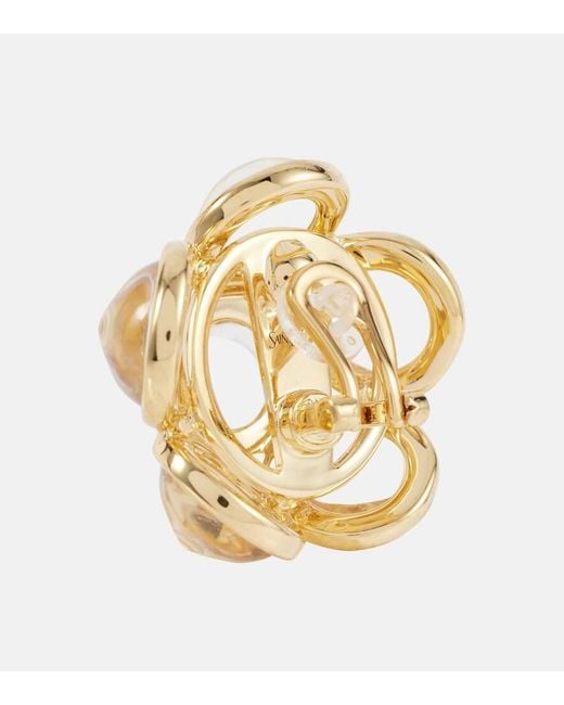 Orecchini A Clip Flower di Saint Laurent in Metallic