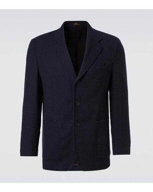 Rubinacci Blue Wool Blazer for men