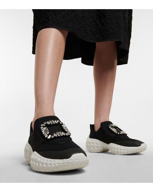 Roger Vivier Black Viv' Run Embellished Sneakers