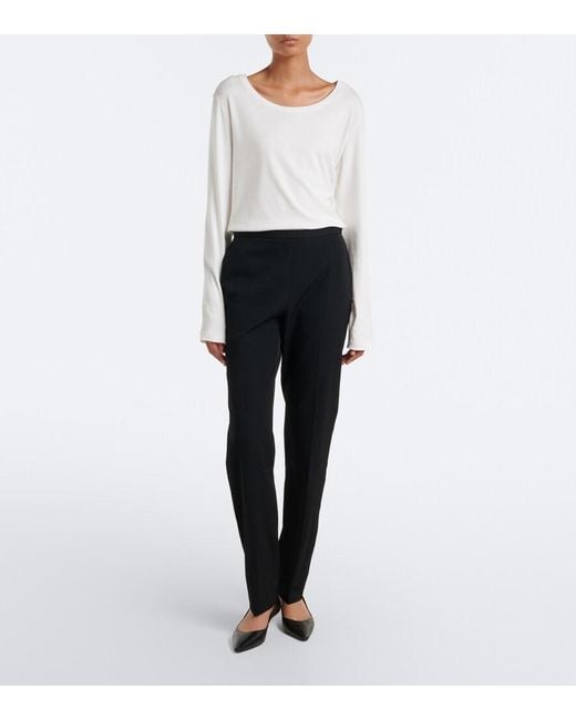 The Row Black Cyril Wool-Blend Slim Pants