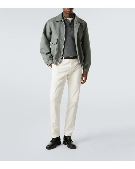 Lardini White Mid-Rise Cotton Slim Pants for men