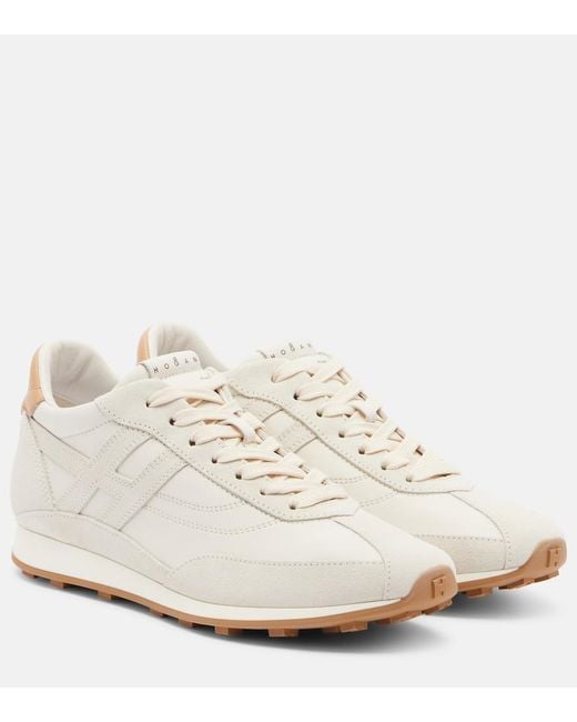 Hogan White Athletic Suede And Leather Sneakers