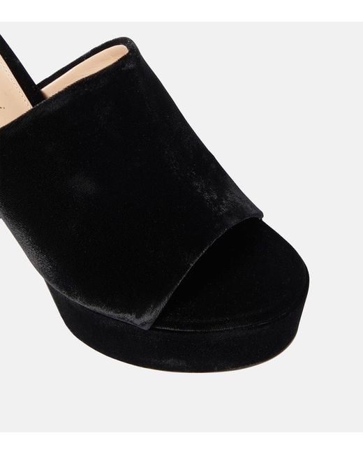 Gianvito Rossi Black Holly Velvet Platform Mules