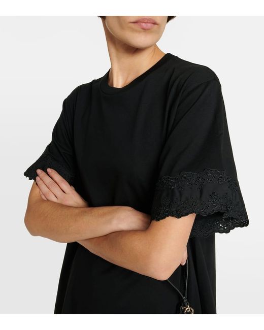 Vestido corto de jersey de algodon Simone Rocha de color Black