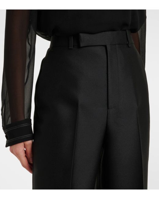 Gucci Black Wool And Silk Gabardine Straight Pants