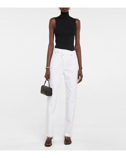 Agolde White Criss Cross High-rise Straight Jeans