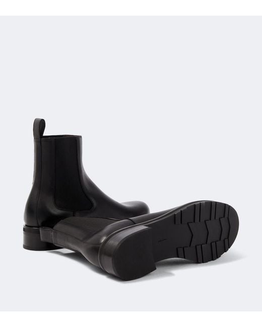The Row Black Leather Chelsea Boots for men