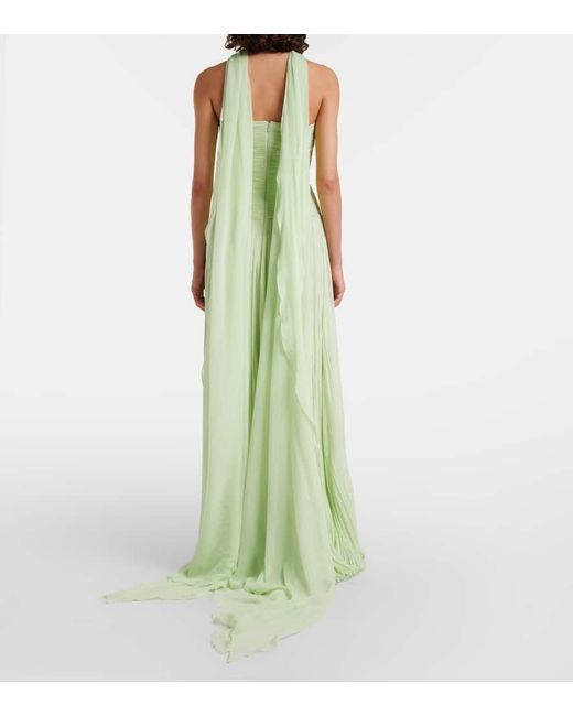 Vestido De Fiesta De Georgette De Seda Marmar Halim de color Green