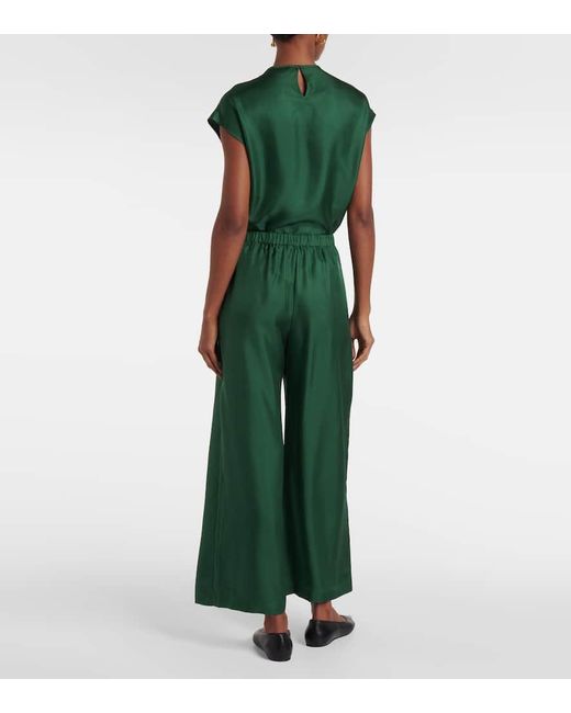 Pantalones Anchos Isola De Sarga De Seda Asceno de color Green