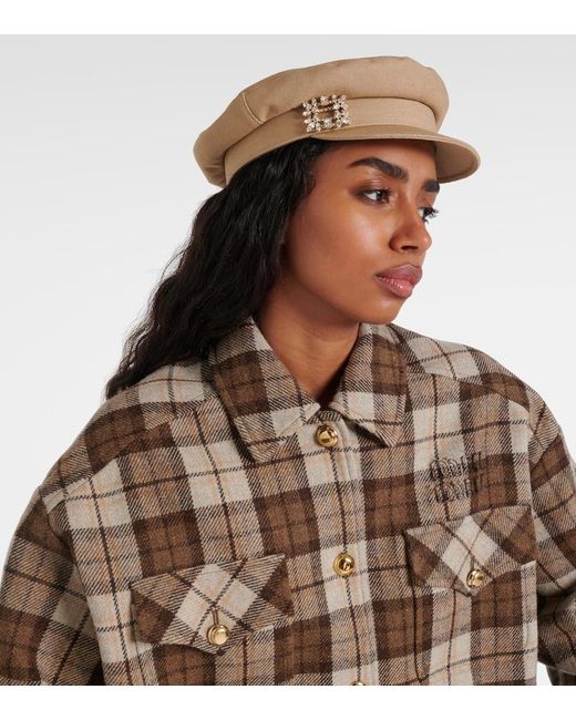 Roger Vivier Natural Broche Vivier Denim Newsboy Cap