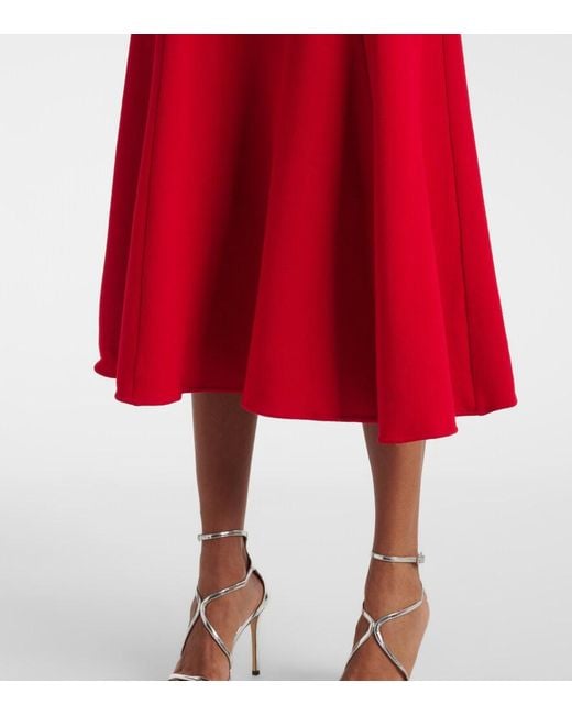 Roland Mouret Red Wool Crepe Midi Dress
