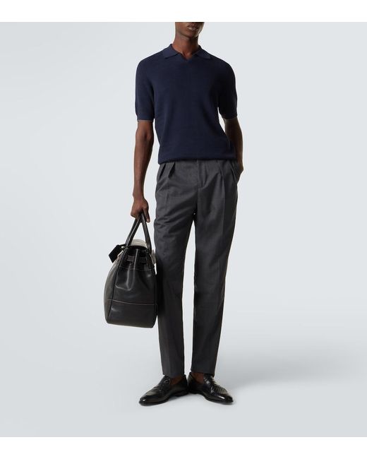 Brunello Cucinelli Blue Cotton Polo Shirt for men