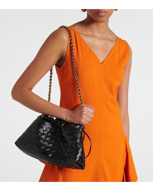 Bottega Veneta Black Dustbag Soiree Medium Leather Clutch