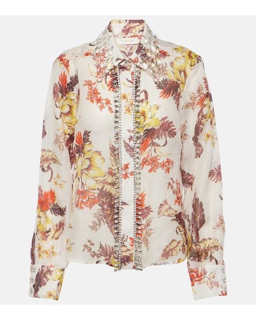 Zimmermann White Printed Linen Blend Matchmaker Tropical Shirt
