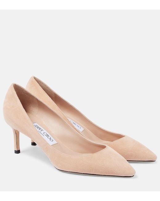 Jimmy Choo Natural Romy 60 Suede Pumps