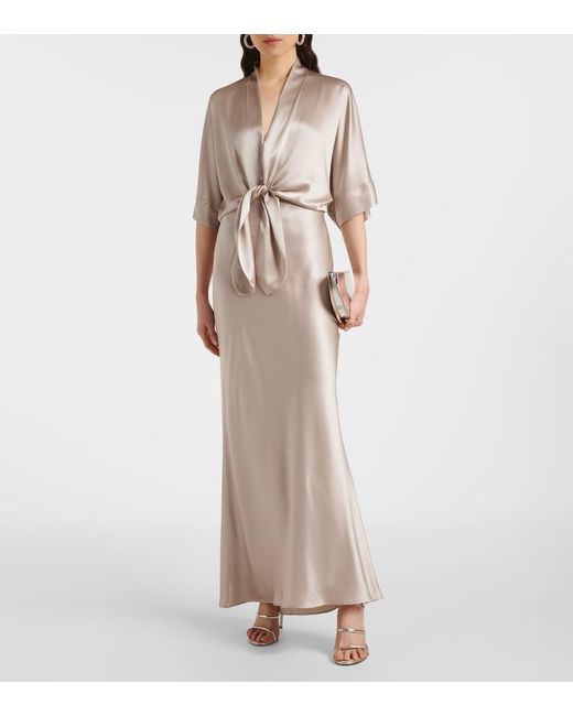 The Sei Natural Gathered Silk Satin Blouse