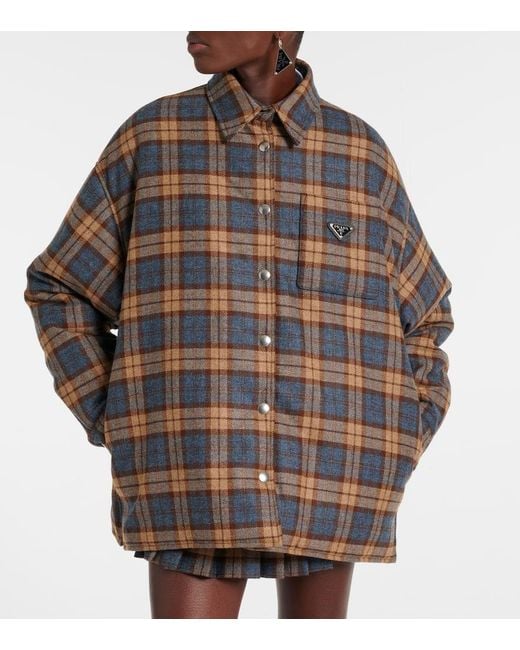 Prada Brown Plaid Wool Overshirt