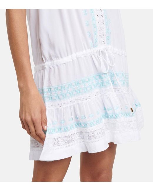 Melissa Odabash Blue Karen Embroidered Minidress