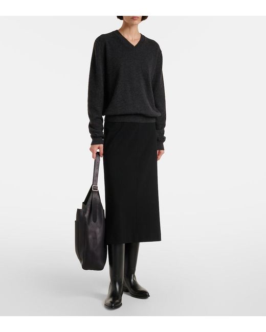 The Row Black Western Leather Knee-High Boots