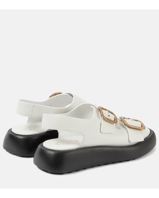 Tod's White Gomma Leather Sandals