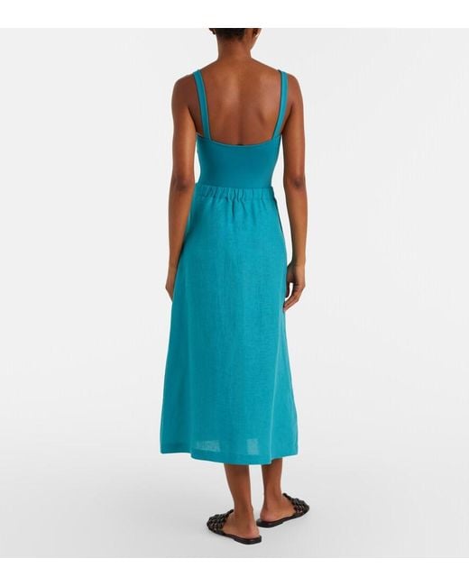 Eres Blue Amusante Linen Midi Skirt