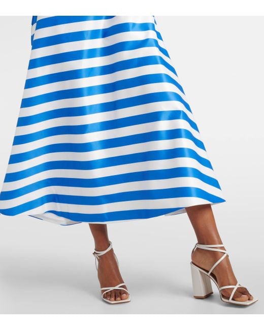 Emilia Wickstead Blue Shiloh Stripe Twill Midi Dress
