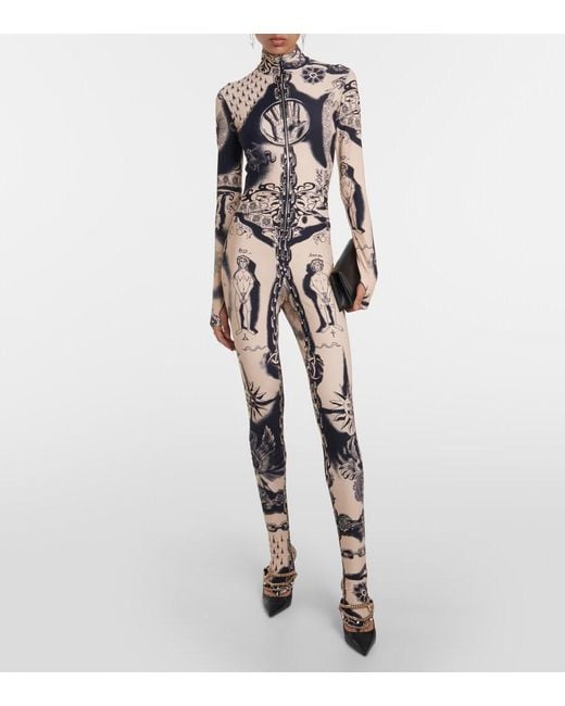 Jean Paul Gaultier Multicolor Tattoo Collection Printed Jersey Catsuit
