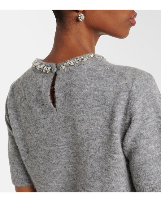 Velvet Gray Layton Embellished Alpaca And Wool-Blend Top