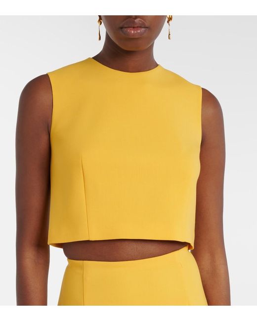 Carolina Herrera Yellow Wool-Blend Crop Top