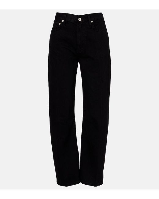 Citizens of Humanity Black Miro High-Rise Barrel-Leg Jeans