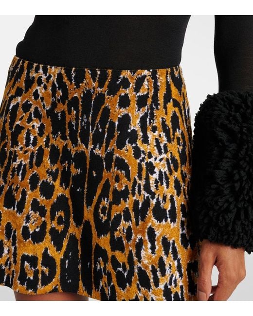 Alaïa Black Leopard-Print Miniskirt