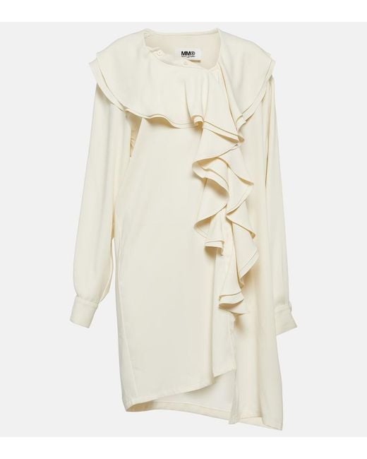 MM6 by Maison Margiela White Ruffle-Trimmed Minidress