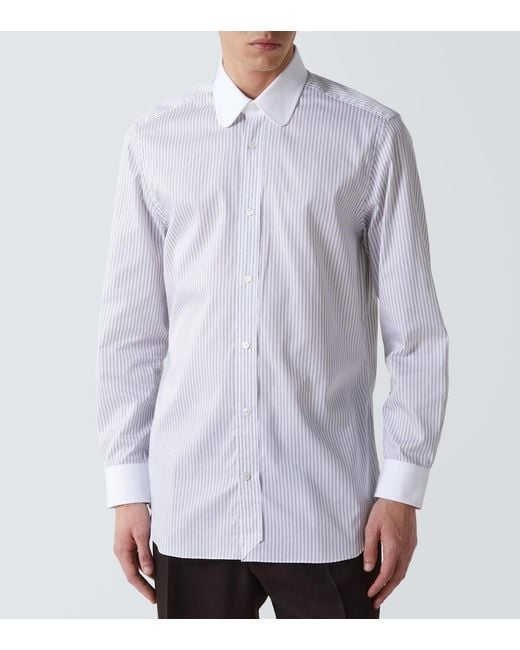 Dunhill Blue Striped Cotton Twill Shirt for men