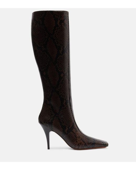 Stella McCartney Black Eve Snake-Effect Knee-High Boots