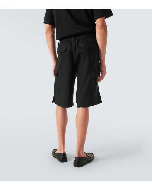 Dolce & Gabbana Black Linen Cargo Shorts for men