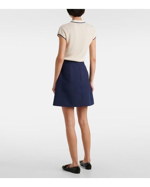 Valentino Blue Crepe Couture Bow-Detail Miniskirt