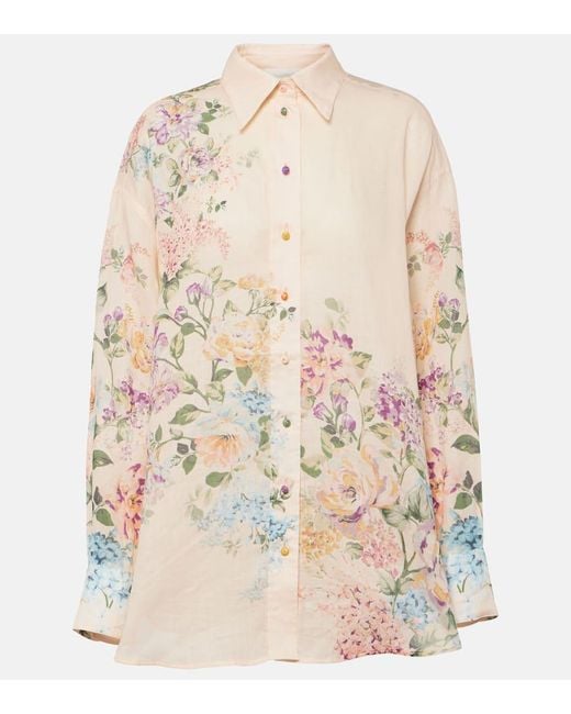 Camisa Halliday de lino floral Zimmermann de color Natural