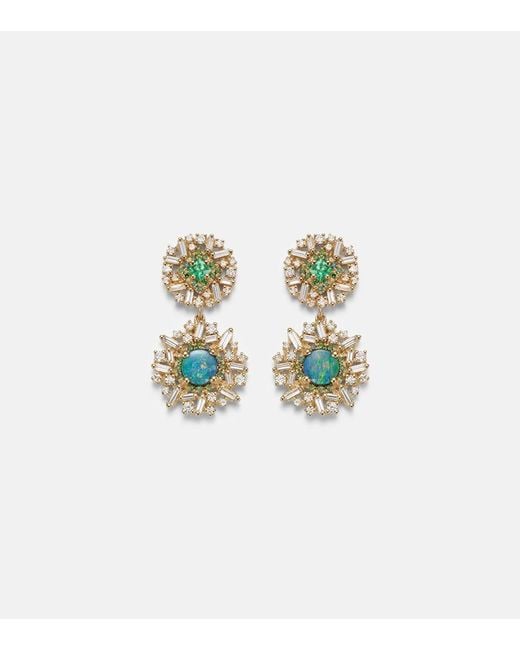 Suzanne Kalan White 18Kt Drop Earrings With Gemstones