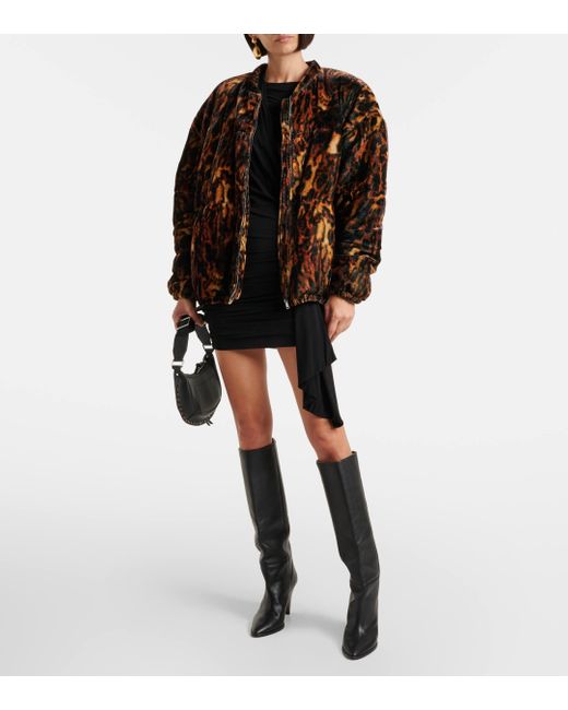 Isabel Marant Brown Delima Leopard-Print Bomber Jacket