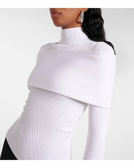 Mugler White Ribbed-Knit Top