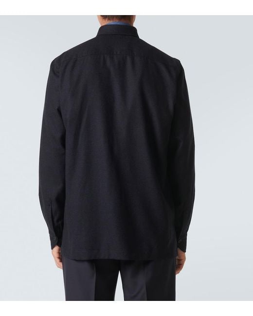 Rubinacci Blue Wool Overshirt for men