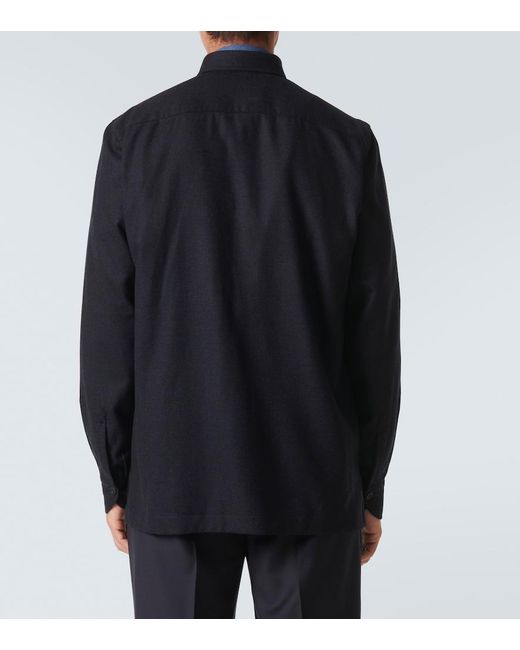 Rubinacci Blue Wool Overshirt for men