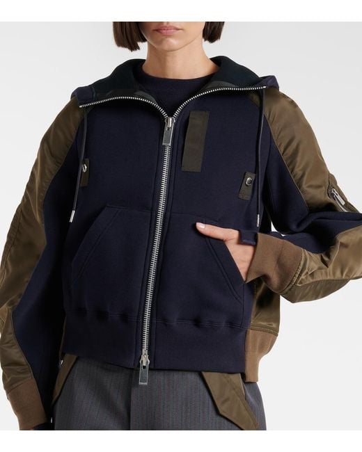 Sacai Blue Cotton-Blend And Twill Jacket