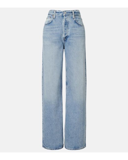 Agolde Blue Low Slung Baggy Wide-Leg Jeans
