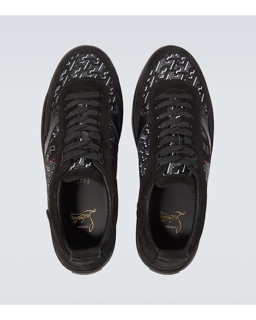 Christian Louboutin Black Rantulow Orlato Coated Canvas & Suede Sneaker for men