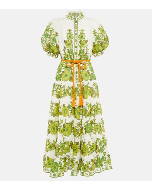 ALÉMAIS Wallis Floral Cotton Midi Dress in Green | Lyst
